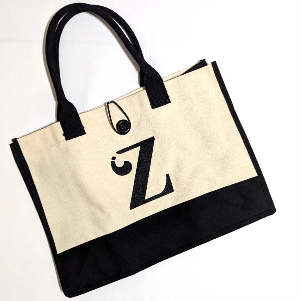 Yoofan "Z" Initial Monogrammed Canvas Tote Bag